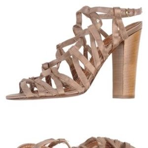 NEW Lanvin Champagne Satin Silk Sandals